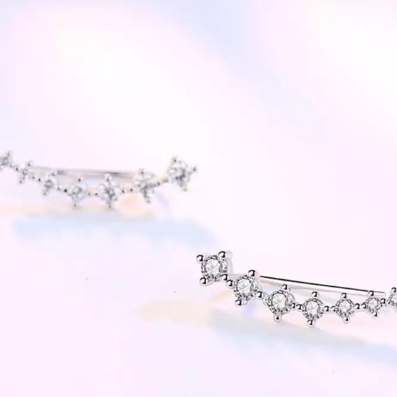 NEW 925 Sterling Silver Diamond Star Ear Climbers - Picture 15 of 16